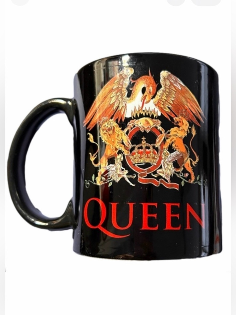 Queen Classic Crest 2018 Ceramic Mug Black Dragon Lion Shield Design